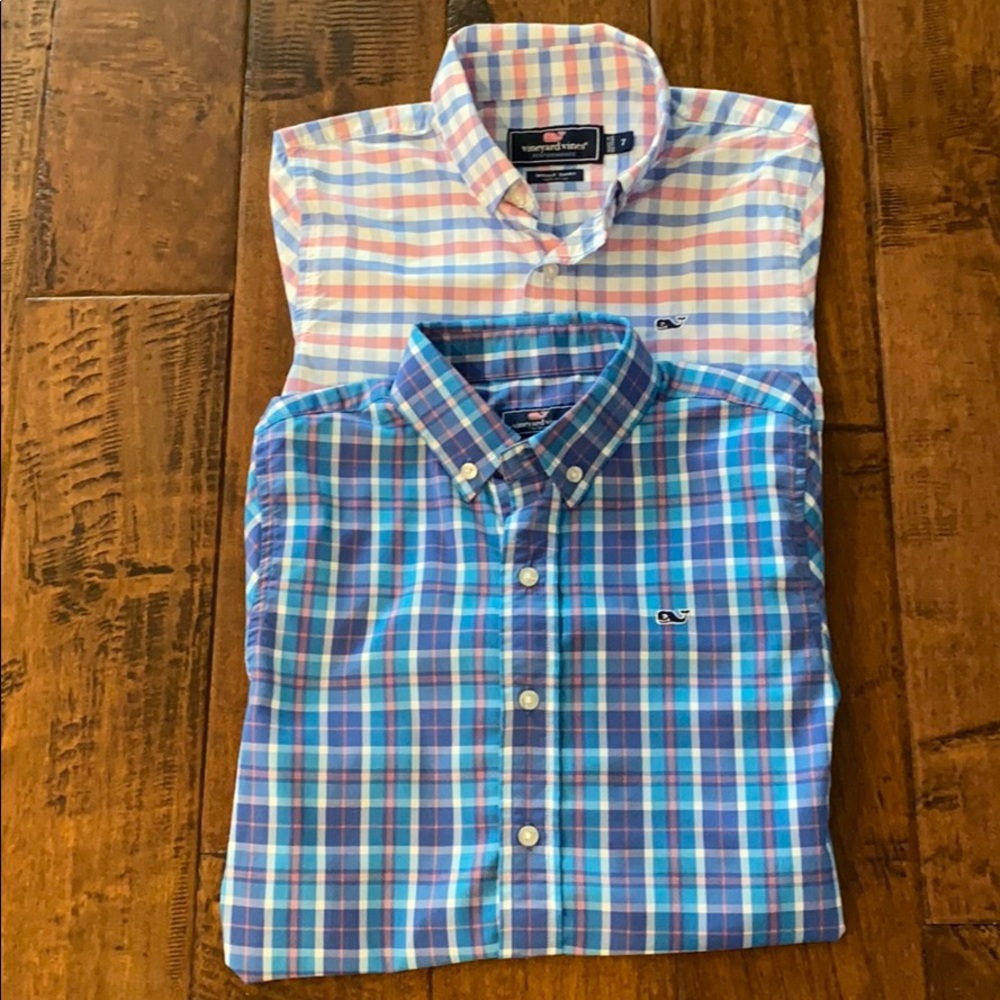 TWO Vineyard Vines Boys’ Performance Whale shirts